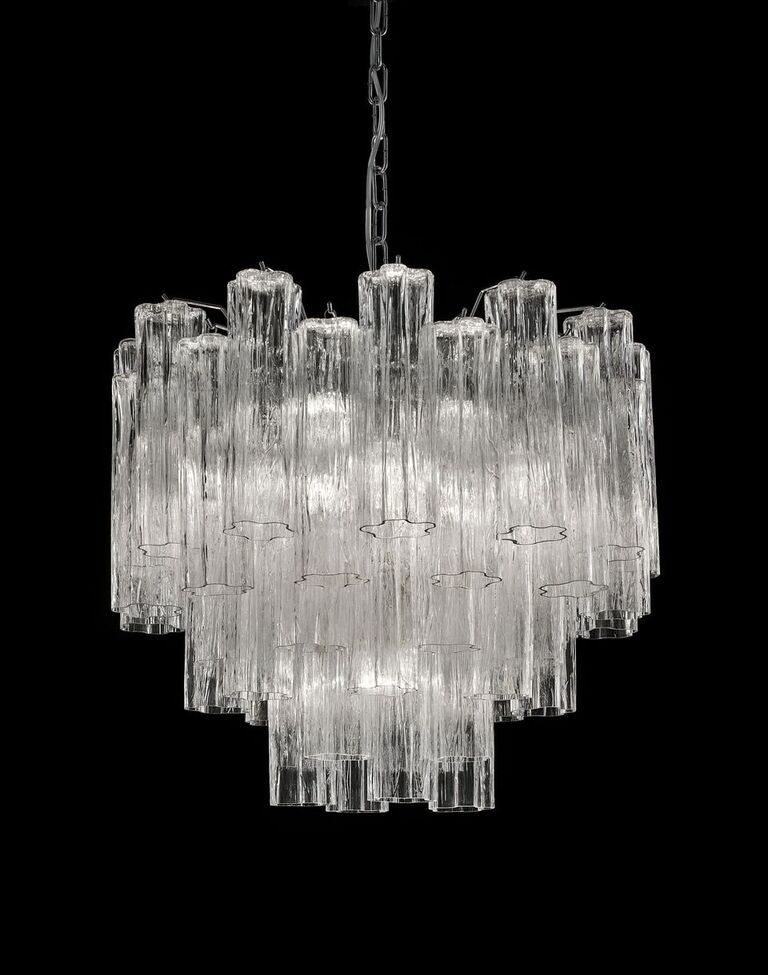 Mid-century 60 Cm Tronchi-style Chandelier In Murano Glass — Italian 