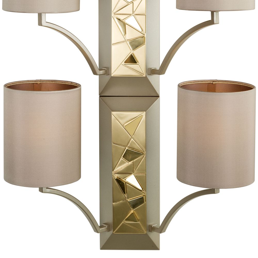 Chic tall Italian metal wall light with 6 shades and gold accents ...