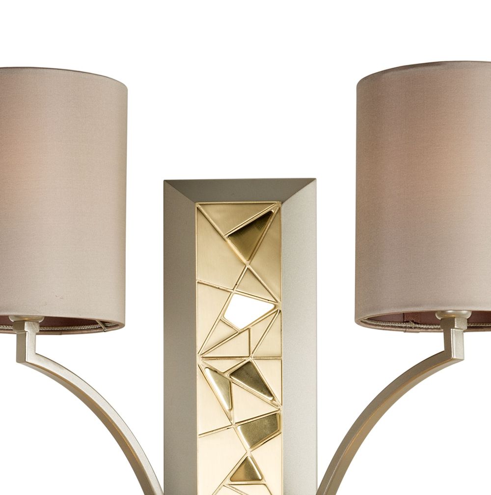 Chic tall Italian metal wall light with 6 shades and gold accents ...