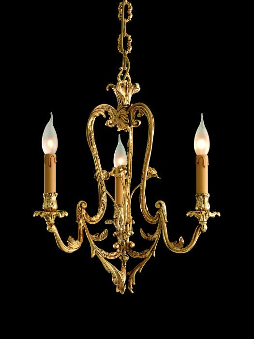 Small ornate gold-plated brass chandelier from Italy — italian-lighting -center