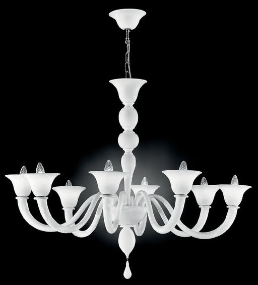 Modern milky white Murano glass chandelier with 8 lights