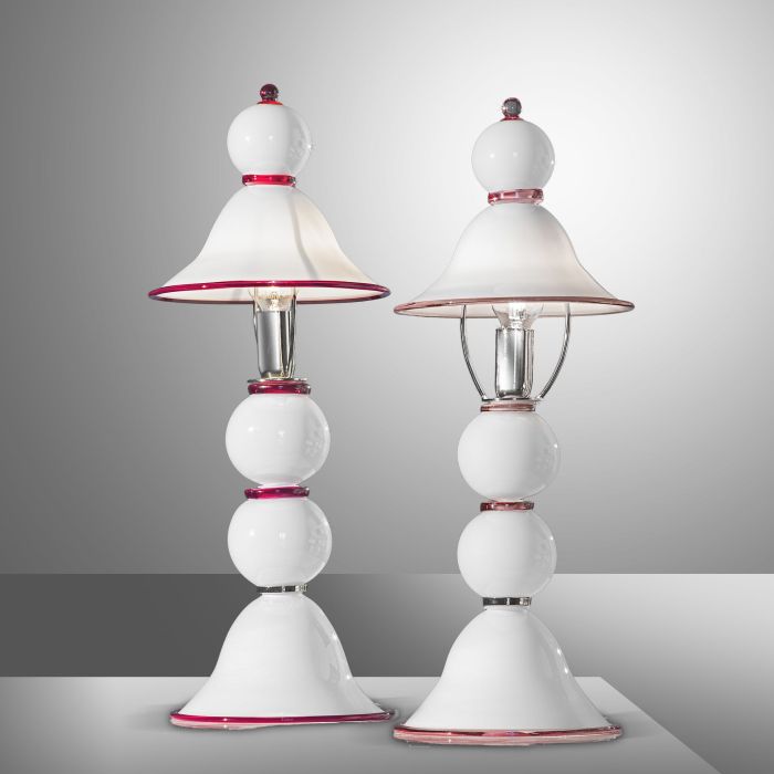 White art deco Murano glass lamp with 5 colour options